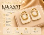Gold Earrings for Women - Oval Shiny Hollow Design with Textured Surface for Everyday - Image 4