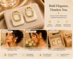 Gold Earrings for Women - Oval Shiny Hollow Design with Textured Surface for Everyday - Image 5