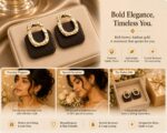 Brown Grid Patterned Earrings with Gold Metal Frame for Women - Fashion Statement for Everyday and Party Occasions - Image 6