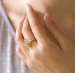 Gold Flower Ring with Cubic Zirconia Stones for Women - Floral Design, Adjustable Gold Band, Sparkling Party Jewelry - Image 2