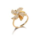 Gold Flower Ring with Cubic Zirconia Stones for Women - Floral Design, Adjustable Gold Band, Sparkling Party Jewelry - Image 3