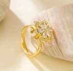 Gold Flower Ring with Zirconia Stones for Women - Formal Ethnic Jewelry for Wedding, Party, and Occasions - Image 2