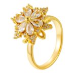 Gold Flower Ring with Zirconia Stones for Women - Formal Ethnic Jewelry for Wedding, Party, and Occasions - Image 3