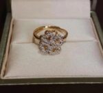 Gold Ring with Floral Design and Stone Setting for Women - Formal Occasions and Weddings - Image 4