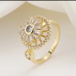 Gold Plated Ring with Imitation Stones - Sunburst Design for Women, Fashion Jewelry for Party & Formal Occasions - Image 3