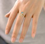 Gold Plated Starfish and Turtle Ring with Blue and White Stones for Women Casual Beach Outfits - Image 2
