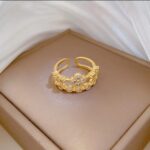 Gold Plated Flower Ring with Cubic Zirconia Stones for Women - Stackable Floral Design, Pinky Ring with Bow for Everyday, Party & Gifting - Image 4