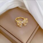 Gold Butterfly Ring with Clear Stones - Jewelry for Women, for Formal Events and Gifting
