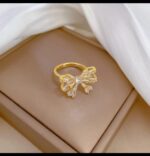 Gold Butterfly Ring with Clear Stones - Jewelry for Women, for Formal Events and Gifting