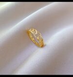 Gold Plated Chain Ring with Small Stones for Women - Jewelry for Parties and Gifting - Image 3