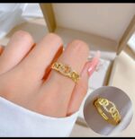 Gold Plated Chain Ring with Small Stones for Women - Jewelry for Parties and Gifting - Image 4