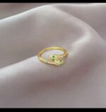 Gold Plated Snake Ring with Green and White Stones for Women - Fashion Jewelry for Party, Gift, and Everyday Wear - Image 3