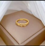 Gold Heart Shaped Diamond Studded Ring For Women - Modern Jewelry Gift - Image 4