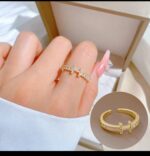 Gold Plated Cross Ring with Stone Setting for Women - Modern Design for Everyday Wear and Gifting - Image 2