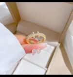 Gold Plated Cross Ring with Stone Setting for Women - Modern Design for Everyday Wear and Gifting - Image 3