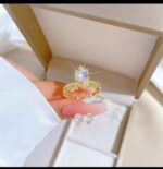 Gold Plated Heart Shaped Ring with Small Stones for Women - Modern Fashion Jewelry for Everyday - Image 3