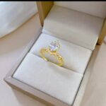 Gold Plated Heart Shaped Ring with Small Stones for Women - Modern Fashion Jewelry for Everyday