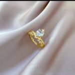 Gold Plated Heart Shaped Ring with Small Stones for Women - Modern Fashion Jewelry for Everyday - Image 4