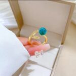 Gold Plated Ring with Blue Stone Leaf Design for Women - Modern Fashion Jewelry for Everyday - Image 2
