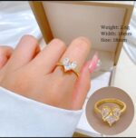 Gold Plated Heart Shaped Ring with Double Heart Stones for Women - Fashion Jewelry for Everyday and Gifting - Image 4