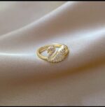 Gold Plated Butterfly Ring with Zirconia Stones - Fashion Jewelry for Women, Modern Design, White and Gold, Butterfly Shaped, Party and Everyday Use - Image 3