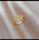 Gold Plated Adjustable Ring with Cubic Zirconia Stones for Women - Openable Design, Small Stones on Sides, Modern Style, for Everyday Wear, Party, and Gifting - Image 2