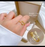 Gold Plated Adjustable Ring with Cubic Zirconia Stones for Women - Openable Design, Small Stones on Sides, Modern Style, for Everyday Wear, Party, and Gifting - Image 4