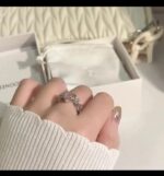 Silver Heart-Shaped Ring with Pink Stone for Women - Modern Fashion Jewelry for Everyday Wear and Gifting - Image 4