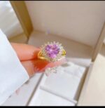 Gold Ring with Heart-shaped Pink Gemstone and White Gemstone Accents for Formal Occasions - Image 4