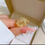 Gold Plated Ring with Cubic Zirconia Stones for Women, Double-Layered Band, Formal Party Jewelry, Engagement Ring Design - Image 2