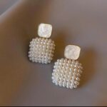 Pearl Earrings with Gold-Plated Frame for Women - Beaded Design for Party and Wedding Occasions