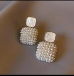 Pearl Earrings with Gold-Plated Frame for Women - Beaded Design for Party and Wedding Occasions