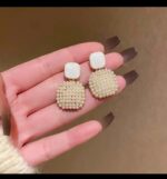 Pearl Earrings with Gold-Plated Frame for Women - Beaded Design for Party and Wedding Occasions - Image 3