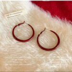 Red Hoop Earrings for Women - Shiny Solid Design, Modern Earrings for Everyday Wear and Parties