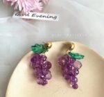 Grape Cluster Earrings with Beaded Purple, Green, and Gold Designs for Women - Fashionable Dangle Earrings for Casual, Party, and Everyday Wear - Image 3