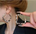 Animal Print Hoop Earrings with Gold Earring Backs for Women - Casual Fashion Statement with Zebra-Like Pattern - Image 2