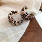 Leopard Print Earrings for Women - Gold Posts, Chunky Hoop Design, Black, White and Brown Animal Print, Casual Party Jewelry Set
