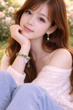 Green Crystal Beaded Butterfly Charm Bracelet - Image 4