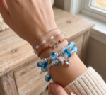 Blue Crystal Beaded Butterfly Charm Bracelet - Image 4