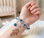 Blue Crystal Beaded Butterfly Charm Bracelet - Image 7