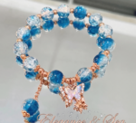Blue Crystal Beaded Butterfly Charm Bracelet - Image 2