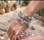 Crystal Beaded Butterfly Charm Bracelet (Multicolor Collection) - Image 2