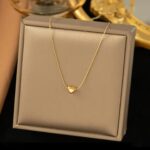 Gold Plated Heart Necklace for Women - Minimalist Delicate Chain Pendant for Girls Fashion Jewellery Anniversary Gift