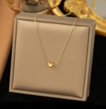 Gold Plated Heart Necklace for Women - Minimalist Delicate Chain Pendant for Girls Fashion Jewellery Anniversary Gift