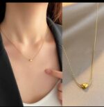 Gold Plated Heart Necklace for Women - Minimalist Delicate Chain Pendant for Girls Fashion Jewellery Anniversary Gift - Image 4