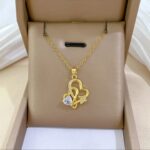 Gold Plated Butterfly Heart Pendant Necklace for Women - Fashion Jewelry Gift for Girls - Chain Necklace