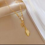 Gold Plated Leaf Pendant Necklace for Women - Delicate Chain Fashion Jewellery Gift