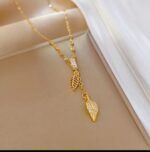 Gold Plated Leaf Pendant Necklace for Women - Delicate Chain Fashion Jewellery Gift