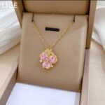 Pink Butterfly Pendant Necklace: Gold Plated Floral Design for Women, Girls - Festive & Women's Necklace - Image 2