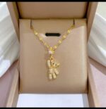 Gold Plated Teddy Bear Necklace for Women & Girls - Cubic Zirconia Pendant Chain for , Party, Gift - 18 Inch Fashion Jewelry